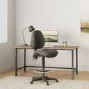 Office Star DC Series Deluxe Ergonomic Adjustable Padded Drafting Chair with 18.5 Inch Chromed Footring and Dual Wheel Carpet Casters, Icon Black Fabric, 19 W X 25 D X 46 H