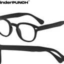grinderPUNCH Classic Reading Glasses for Women and Men Stylish Lightweight Readers Round Readers for Women and Men (Black)