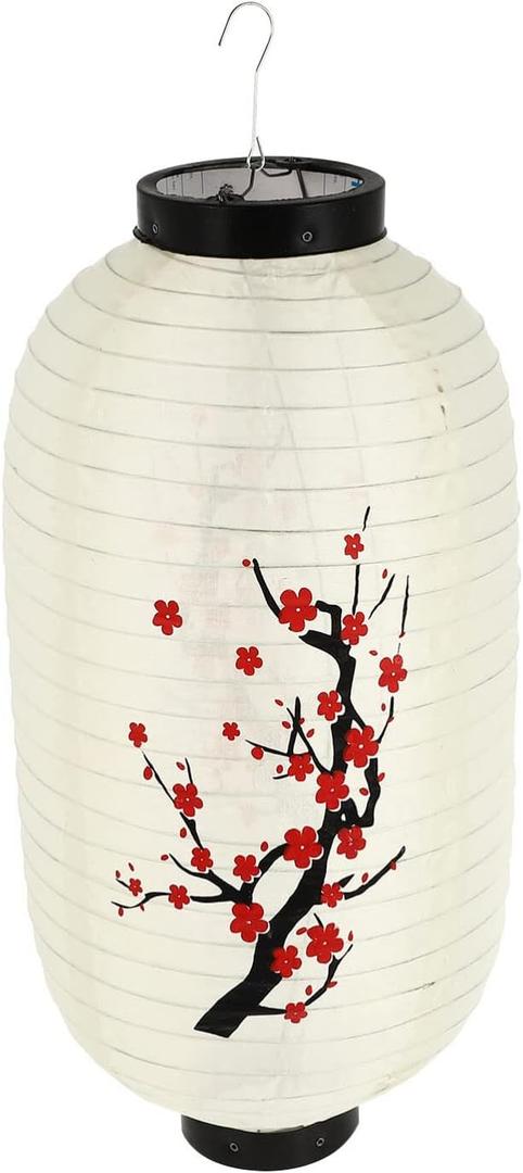 Uonlytech Plum Japanese Paper Japanese Silk Ramen bar Traditional Chinese Plum Silk Japanese Lights Sushi lamp Silk Cloth Halloween (Beige)