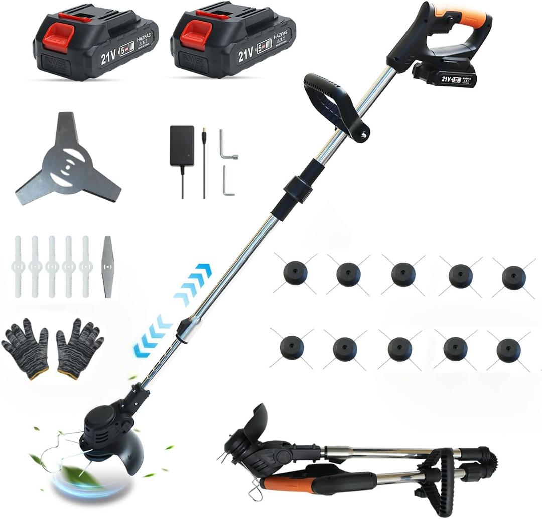 Cordless Weed Wacker, Grass Trimmer with 2X Batteries, Black
4-in-1 Foldable Electric Weed Eater with Handle, Adjustable & Easy to Use,Lightweight & Space-Saving, Complete Accessory Set