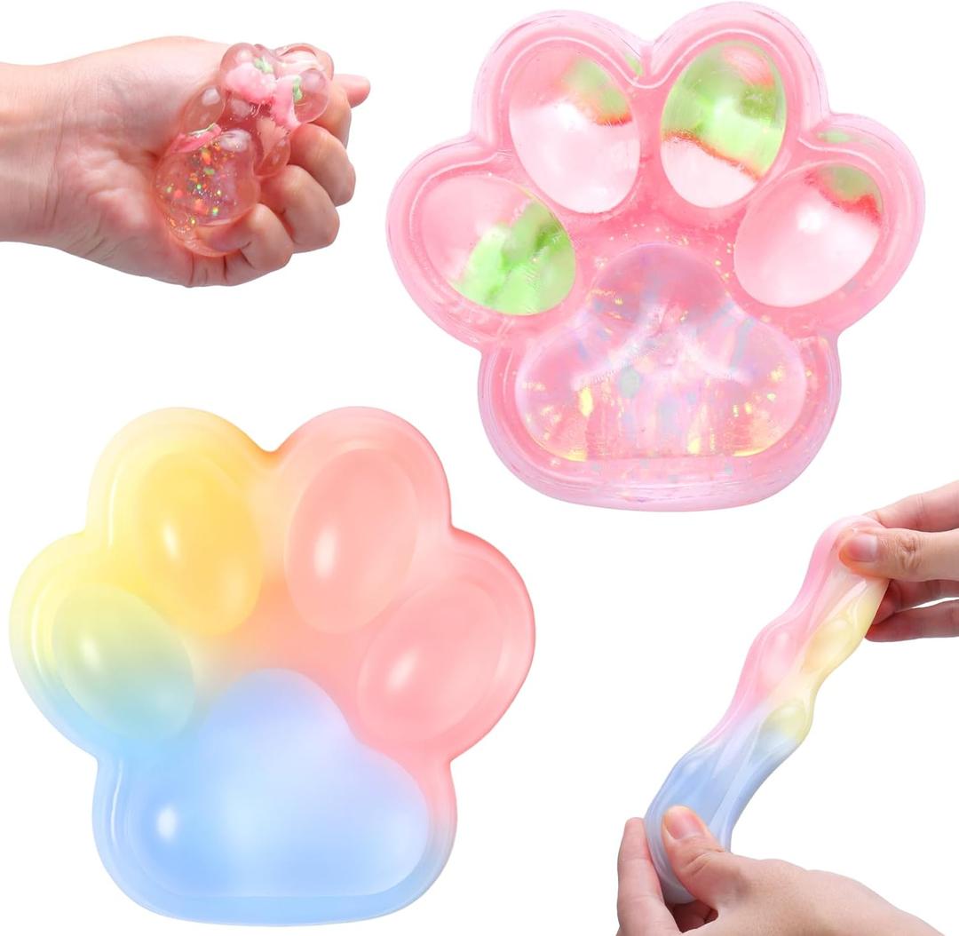 Vodolo Taba Squishy Cat Paw,2 PCS Ultra-Soft Stress Relief Squishy Fidget Toys Adults,Small Cute Sensory Squeeze Toys,Fun Kids Enjoy Decompression Toy,Soft and Relaxing Squeezing Toy