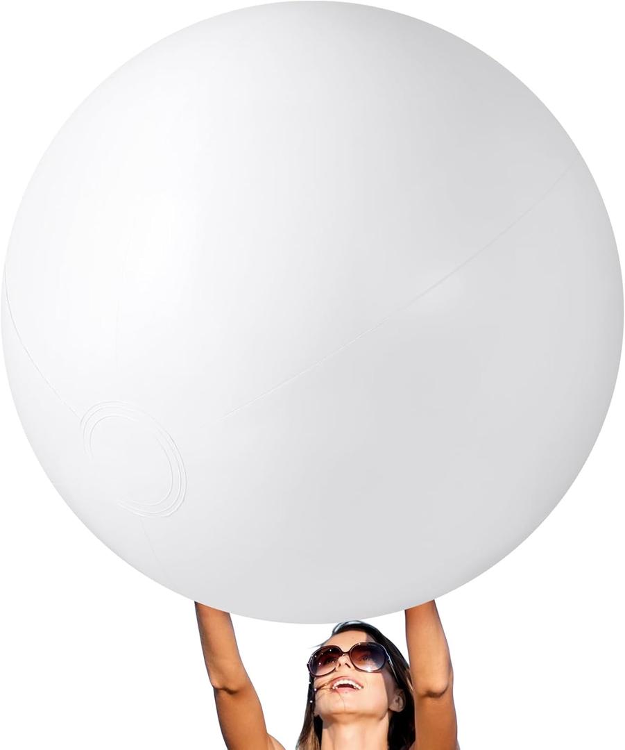 Gemscream 1 Pcs 6.5 Feet Inflatable White Giant Beach Ball Large Inflatable Ball Swimming Pool Party Balls for Summer Beach Massive Swim Decorations Supplies for Water Games Birthday Pool Party