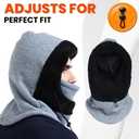 Heat Logic Sherpa Fleece Balaclava and Trapper Hat for Men, Warm Winter Face Mask for Adult, Face Cover Winter Hat (Grey)