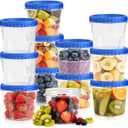 12 Pack Freezer Containers with Screw On Lids, 24 Oz Stackable Reusable Plastic Storage Container, Airtight Plastic Food Storage Containers with Twist Top Lids for Food Soup Jello Sauce