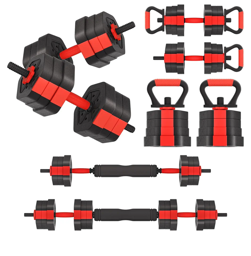 VIVITORY Dumbbell Sets Adjustable Weights, Free Weights with Connector, Non-Rolling Adjustable Dumbbell Set, Barbell for Home Gym, Hexagon, Cement Mixture