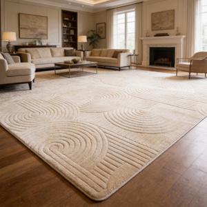 SWGRT Brown 8x10 Solid Color Area Rugs Washable Living Room Rug, Modern Geometric Non-Slip Indoor Carpet with Soft High-Low Pile, Fluffy Floor Rugs for Bedroom, Kids Room, Nursery, Home Decor