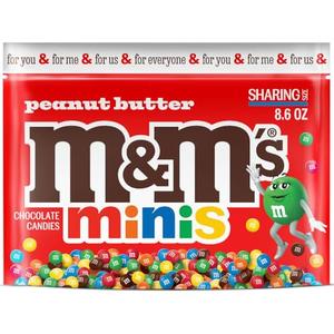 M&M'S MINIS Peanut Butter Milk Chocolate Snacks, Candy Bulk, Sharing Size 8.6 Oz Resealable Bag,2pcs M&M'S MINIS Peanut Butter Milk Chocolate Snacks, Candy Bulk, Sharing Size 8.6 Oz Resealable Bag,2pcs