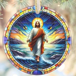 Nativity Jesus Ornament, 3.5 Inch Ceramic - Christmas Tree Ornament, Religious Gift for Family & Friends, Perfect for Nativity Party