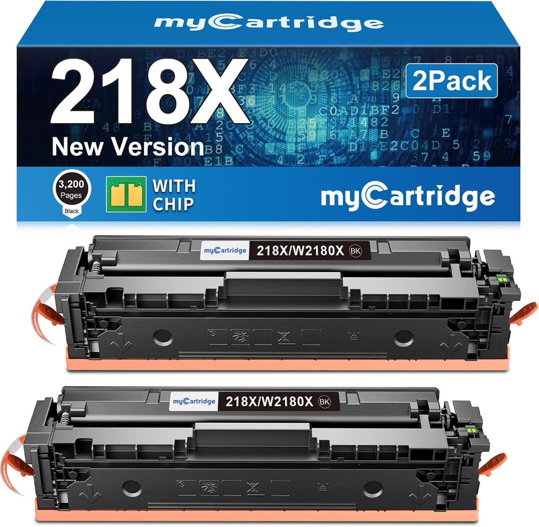 218X W2180X Black Toner Cartridges 2 Pack High Yield (with Chip) Compatible Replacement for HP 218X 218A for Color LaserJet Pro 3201dw MFP 3301fdw 3301cdw 3301sdw Printer Ink W2180X W2180A