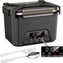 2026 Upgraded Cordless Electric Lunch Box, Heated Lunch Box for Adult, 1.2L Self Heating Lunch Box with Automatic Heating for Office, Construction, Truck and Travel (Black)