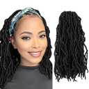 Niseyo Faux Locs Crochet Hair 12 Inch Soft locs, 6 Packs Short Crochet Locs Pre Looped Crotchet Straight Synthetic Hair Extensions (1B, Natural Black)