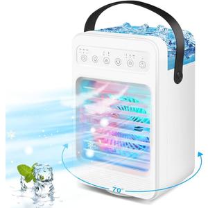 Portable Air Conditioners, Mini Air Conditioner Personal Evaporative Air Cooler with 4 Speeds 7 Colors, 600ML Portable Ac Unit Fan 2 Cool Mist Cooling Fan for Room Office Car