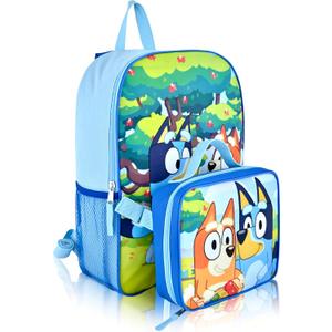 Bluey Backpack With Lunch Box for Kids | Insulated Lunch Bag Lunch Box for Boys, Girls, Toddlers | Backpack for School and Reusable Lunchbox
