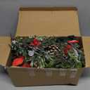 Lulu Home 9FT Pre-lit 30LED Christmas Garland with Glass Beads, Battery Operated Christmas Lighted Poinsettia Garland Indoor Outdoor for Fireplace, Staircase, Banister, Railing Decor