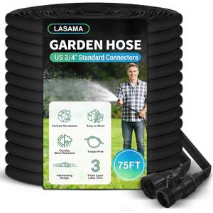 75FT Garden Hose, Lightweight Water Hose, 3/4" Connectors Lawn Hose for Outdoor, Outside Hose for Yard Backyard, Collapsible & Car Wash Watering