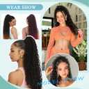 SuCoo Drawstring Ponytail Extension for Women Curly Ponytail Extension Synthetic Hair Natural Wavy Hair Pieces for Daily Use (#2,28inch,160g)