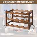 Janedream 3-Tier Bamboo Wine Rack for 12 Bottles, Easy-to-Assemble Countertop Wine Storage Shelf, Sturdy Tabletop Wine Holder for Kitchen, Inside Cabinet, Pantry, or Home Bar (3 Tier)