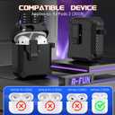 7 x R-fun AirPods 2 Case 2019 with Lock & Cleaning Kit, Keychain, Magnetic Lid, Compatible with AirPods 2nd/ 1st Generation Protective Case, Support Wireless Charging, Black