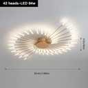 JAYMP 50.4" Ceiling Light Modern Flower Shape Ceiling Lamp for Living Room Dining Room Flush Mount Metal Acrylic Sputnik Firework Petal LED Lighting Fixture (Matte Gold, 42 Lights)
