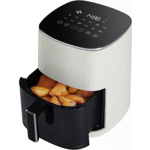 Sweetcrispy 6QT Air Fryer with Window, Square Airfryer Oven 12-in-1 for Family, 400F Rapid Air Crispy Technology, Roast Bake Dehydrate, Nonstick & Easy-Clean Basket,Off-White, 6.34 Quarts