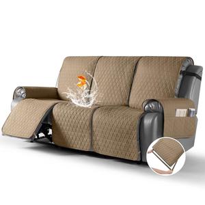 TAOCOCO 100% Waterproof Recliner Sofa Cover-Non Slip Split Couch Covers for 3 Seater Reclining Couche with Elastic Leg Straps Washable Pet Friendly (Camel, 3 Seater)