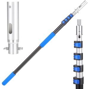 16FT Pool Pole Aluminum Telescopic Extension Pole,Suitable for Above-Ground/In-Ground Pool Cleaning, Compatible with Leaf Skimmer/Brush/Net Bag/Vacuum/Filter Accessories