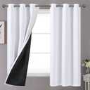 YoungsTex 100% Blackout Curtains 63 Inches Long for Bedroom, Black Out Thermal Drapes Winter Insulated with Grommet Room Darkening for Living Room, Pure White, 2 Panels,42 X 63 Inch