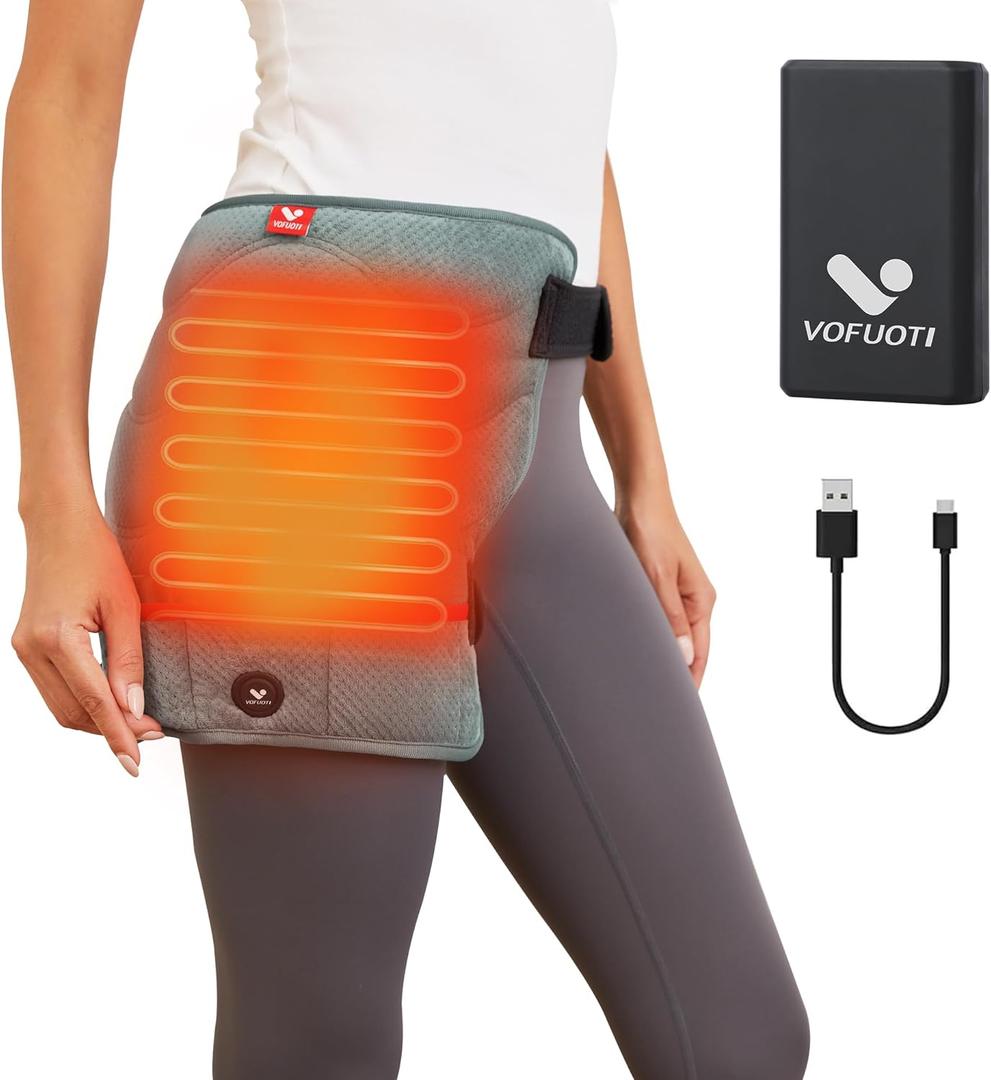 Hip Heating Pad, Portable Cordless Heated Hip Brace Support with 10000mAh Battery and 3 Heat Settings, Heat Pads for Hip, Leg and Thigh for Women Men