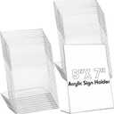 Vicenpal 40 Pcs 5 x 7 Inch Acrylic Sign Holder Acrylic Picture Frames Plastic Picture Flyer Holder l Shaped Photo Frames Self Standing Desktop Table Signs for Office, Store, Restaurant, Vertical