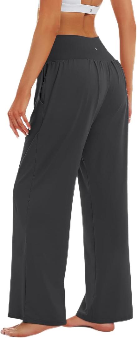 Stelle 28'' Wide Leg Yoga Pants Womens High Waisted Cozy Sweatpants Flowy Sports Athletic Lounge Pants with Pockets (XXL)