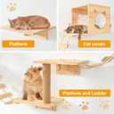 PETKABOO Cat Wall Shelves and Perches, Pine Wooden Cat Wall Furniture Climbing Shelves with Climber, Condo, Scratching Post, Ladder & Platform