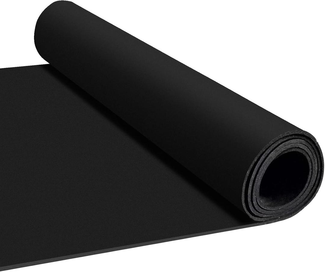 1/4in Thick Tough Rubber Flooring Roll,Heavy Duty Fitness Equipment Rubber Mat,EPDM Home Gym Rubber Flooring,Flexible&Durable,10'4',Solid Black