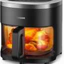 6-IN-1 Glass Air Fryer with 4.5 QT Capacity, Air Fry, Roast, Reheat, Dehydrate, Air Crisp Technology, Nonstick & Dishwasher Safe Basket, 97% Less Oil, Features Digital Timer