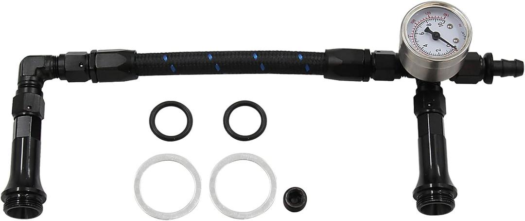 4150 Carburetor Fuel Line Kit AN6 Dual Feed Fuel Line with Pressure Gauge for Holley Black with Pattern