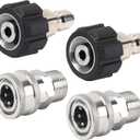 Pressure Washer Quick Connect Kit, 4 Pack Stainless Steel M22-14mm Male to 3/8" Quick Connect Couplers, Swivel Adapter Set for Power Washer Hose and Gun