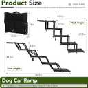 Extra Wide Dog Stairs for Car, Foldable Pet Steps for Large Dogs with Non Slip Surface, Dog Ramp for Truck and SUV, Portable Pet Stairs Supports Up to 150 Lbs (5 Steps)