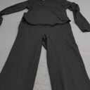 AYWA Women's 2 Piece Outfits Foldover Flare Pants Long Sleeve Crew Neck T-shirt Fitted Pajama Sets S