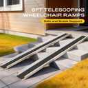 8FT Adjustable Wheelchair Ramp Telescoping Ramps for Wheelchairs Portable Wheelchair Ramps for Steps Home Threshold Doorways with Storage Bag 600 LBS Capacity Aluminum Ramps 96" L x 7.5" W (2 Pack)