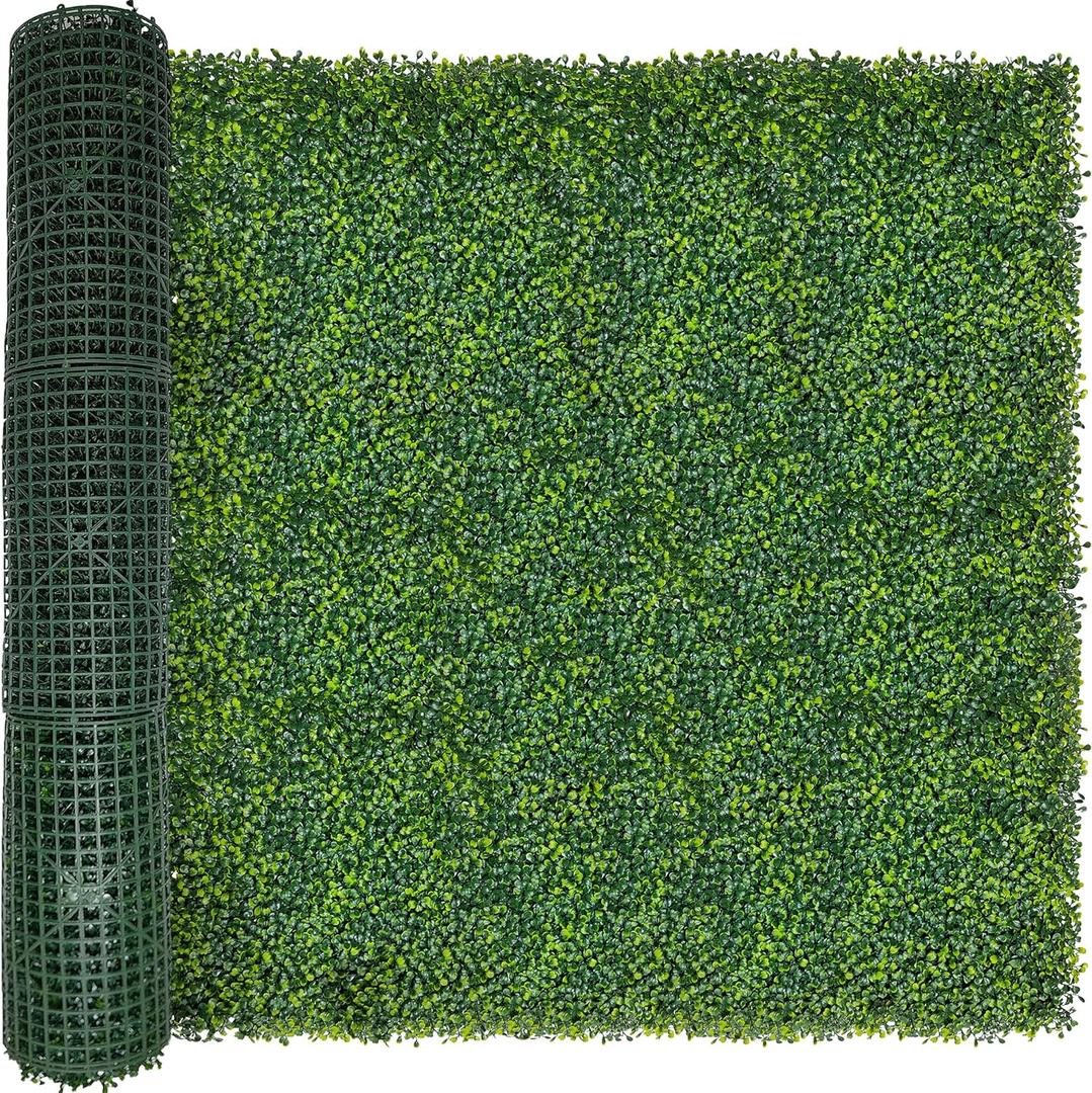 Artificial Boxwood Roll Panels: 5FT X 10FT (50 sqft) UV-Anti Artificial Ivy Privacy Fence Wall Screen for Indoor Outdoor Green Grass Wall Decor & Ivy Fence Covering Privacy (60 X 120 IN)