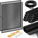 DIY Window Screen Frame Kit 2 Pack, Cut-to-Size 46" Aluminum Frame with Heavy Duty 46"x99" Mesh for Window Screen Replacement, Includes All Tools & Hardware for Windows, Patio, Porch, Black