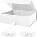 PACKHOME 17x14.5x5.5 Inches, 3 Extra Large Gift Boxes with Lids, Magnetic Closure Boxes with Ribbon for Clothes and Large Gifts (Glossy White) (1 Count (Pack of 2), White Ribbon)