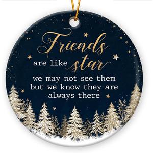 4 x Friend Ornaments 2025 - Friendship Ornament for Christmas Tree Decorations, Meaningful Xmas Gifts for Friends BFF Bestie, Long Distance Friendship Gifts for Soul Sister