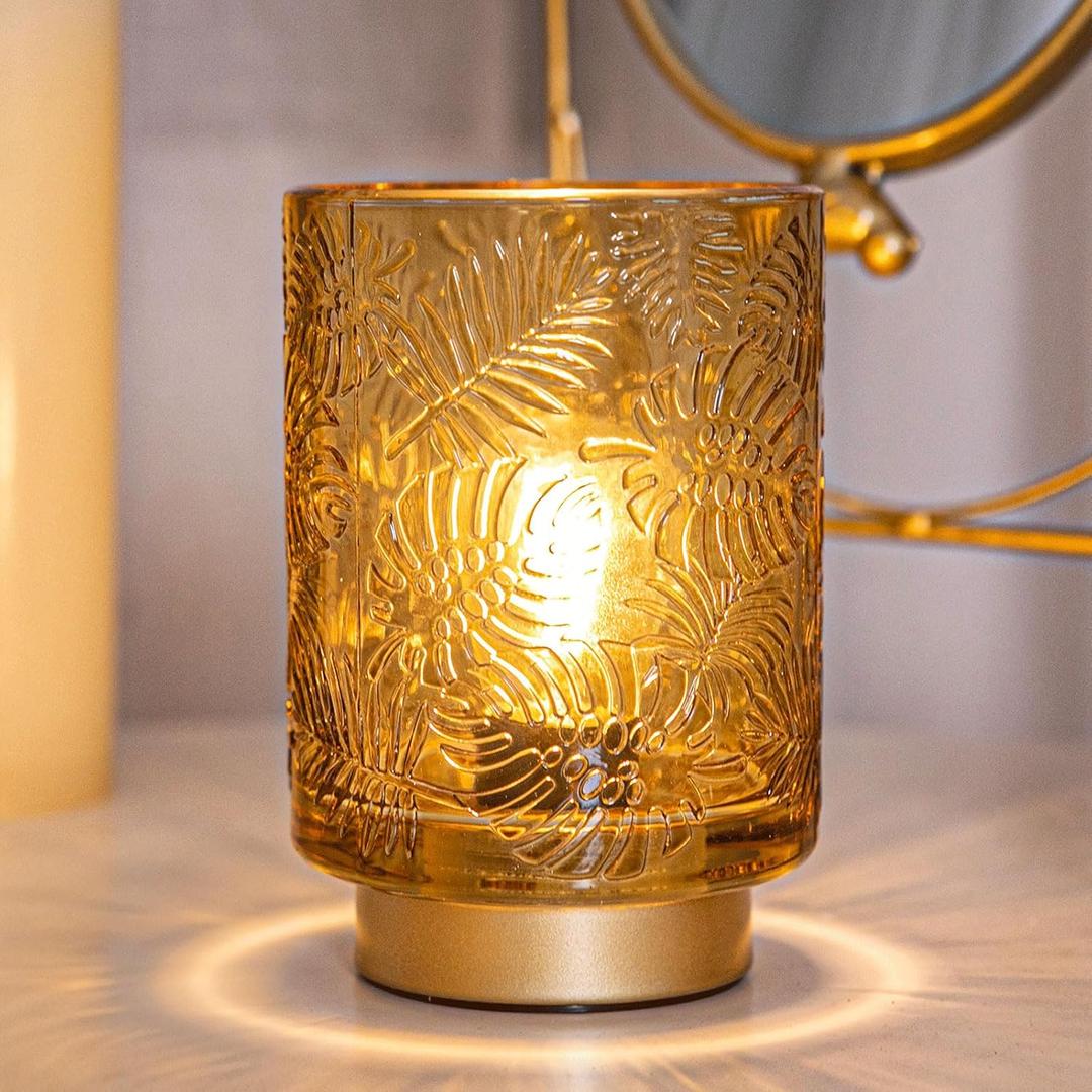 Small Battery Operated Lamp-Portable Cordless Table Lamp with LED Bulb for New Home Decor Gift,Wireless Battery Powered Desk Lamp for Bedroom Living Room Decor Aesthetic Golden Amber
