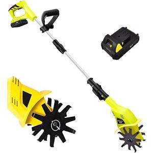 Electric Small Rotavator,Garden Tiller, 20V Electric Cordless Hand Tiller Cultivator with 5200mAh Rechargeable Lithium Battery and Charger, Portable Soil Tiller Rotavator for Gardens, Vegetable Plots