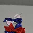 American Flag Navy Blue Red White Stars Glitter Hair Tie.Large Cheer Hair Bows Ties.(DL7) (Navy Blue Red White)