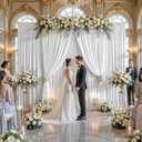 10x8ft White Backdrop Curtains for Parties Wrinkle Free Fabric Backdrop Curtain Wedding Photo Drapes Backdrop for Birthday Party Baby Shower Bridal Shower Photography Back Drop 2 Panels 5x8FT