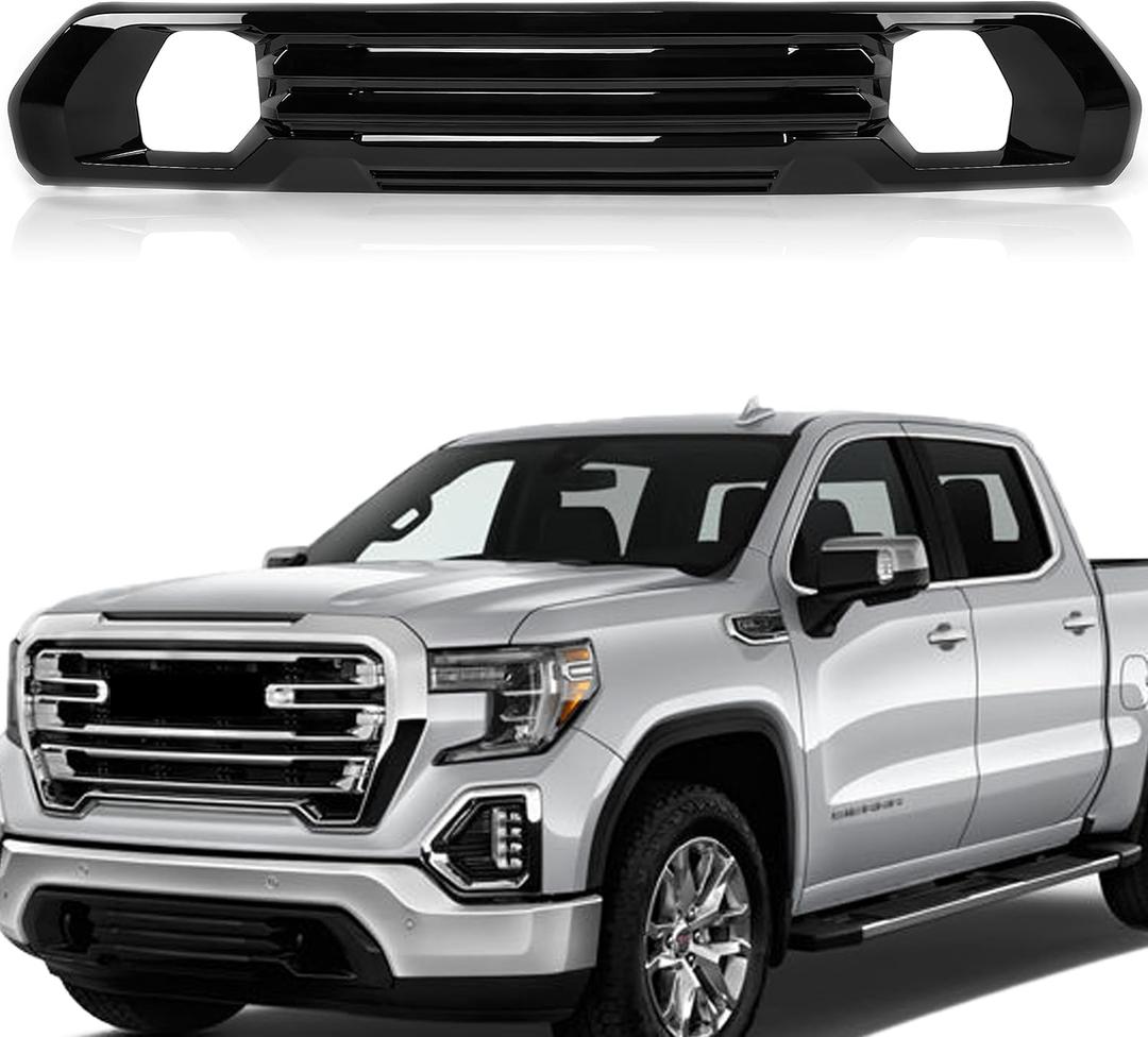 Partsflow Front Lower Grill Gloss Black Filler Grille Compatible With 2019 2020 2021 2022 GMC Sierra 1500 AT4 Denali style 84176747