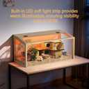 Hamster Cage: 24inch Wooden Small Animal Cage with Warm Light | Clear Chewy Proof Hamster House with Openable Breathable Top