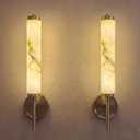 TMSSLIAHL 2PCS Alabaster Wall Sconce Light LED 3000K Modern Brass Wall Sconces with Natural Stone Shade, Indoor Wall Lights for Bathroom, Bedroom, Hallway (Single Head)