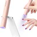 UV Light for Gel Nails, Denabuty Mini U V LED Nail Lamp Handheld with Stand, Portable Nail Dryer Rechargeable USB Cordless, Nail Light with 2 Timers for Fast Drying, Pink